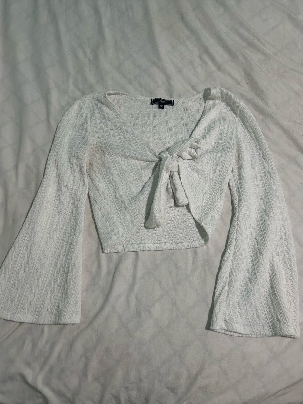 White Tie-Front Knit Crop Top - Women
